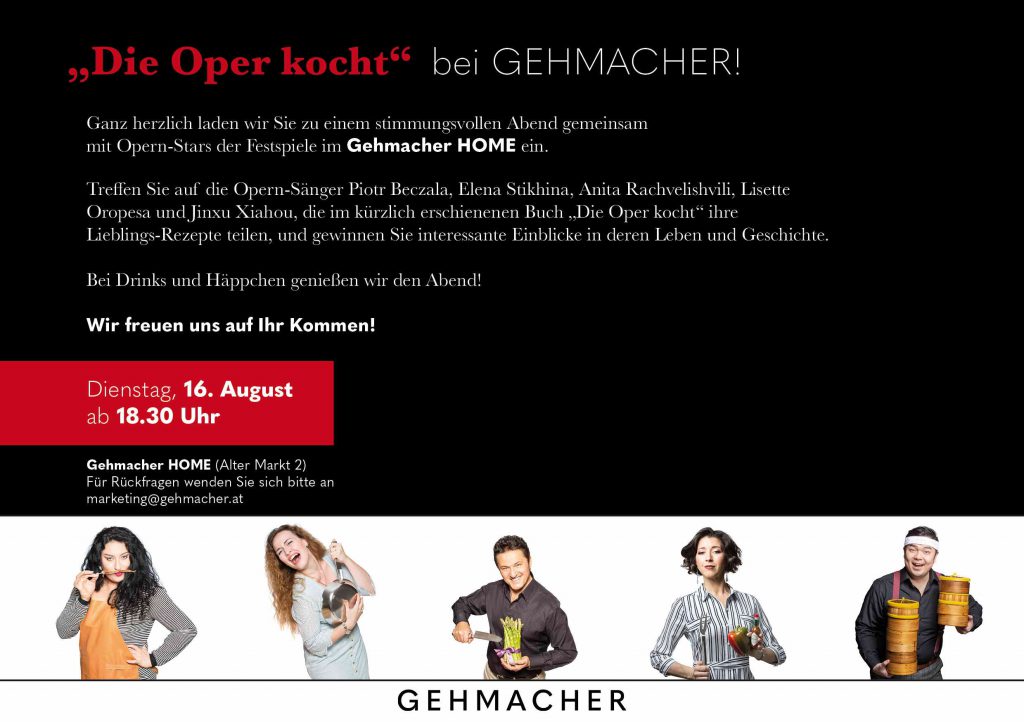 Die Oper kocht Gehmacher Event Ankündigung
